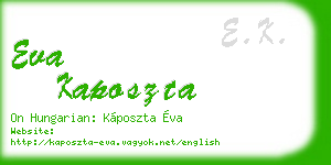 eva kaposzta business card