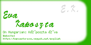 eva kaposzta business card